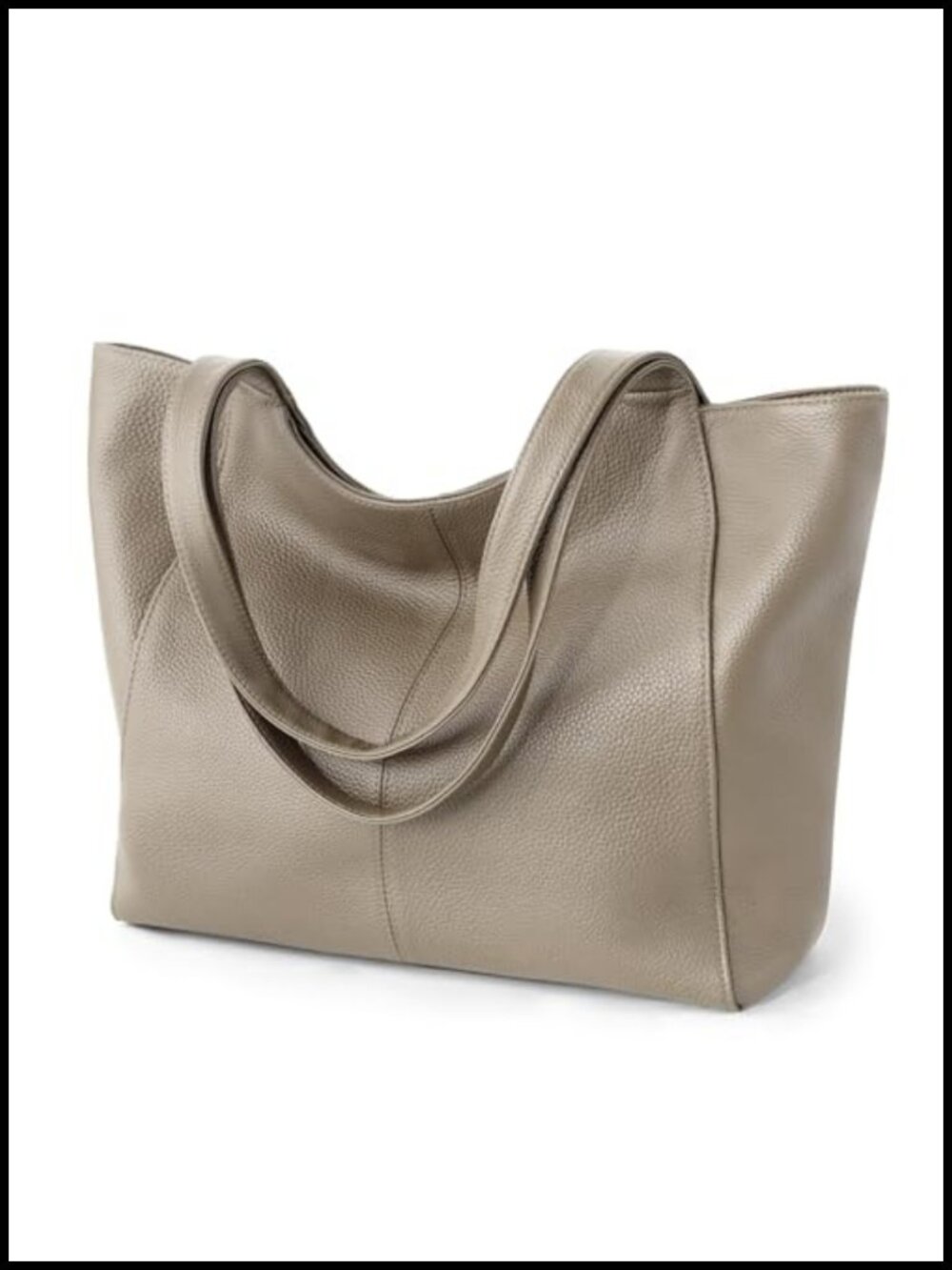 Soft Genuine Leather Slouchy Tote Bag Zippered Work Bag 14" Laptop
